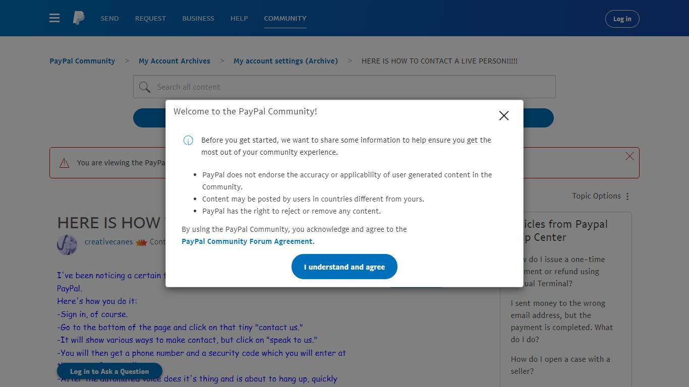 HERE IS HOW TO CONTACT A LIVE PERSON!!!!! - PayPal Community